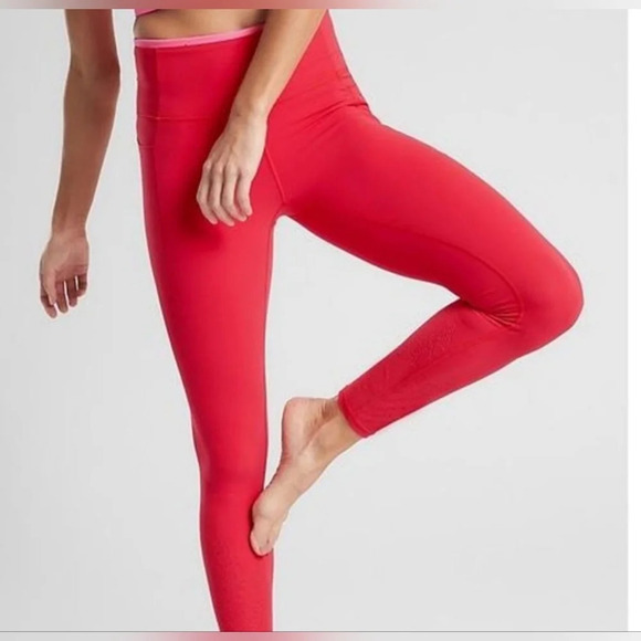 Athleta Pants - Athleta Revolution lazer cut 7/8 tight Powervita red athleisure woman small